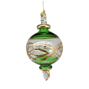 Etched Sphere Glass With Gold Accents - Green
