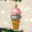 Double Dip Ice Cream  Glass Ornament