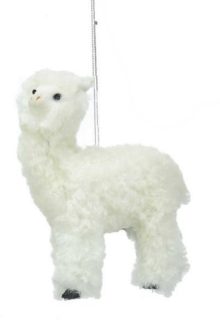 Fluffy White Alpaca Ornament