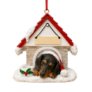 Ceramic Doghouse Ornament - Dachshund- Black - Animals - by E&S Pets