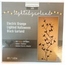 Orange Lighted Halloween Black Garland