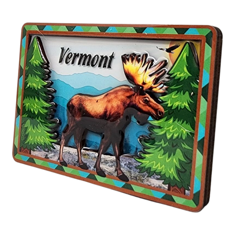 Glossy Layered Magnet - Vermont Moose