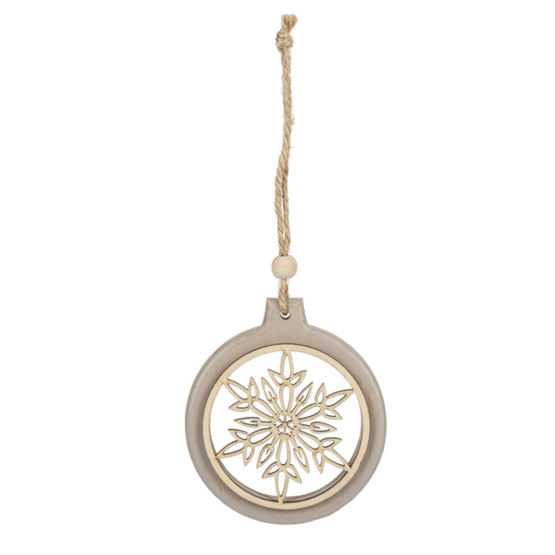 Wooden Icon Ornament - Snowflake - Gray - The Country Christmas Loft