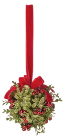 Velvet Ribbon Door Decor Kiss Balls - Red