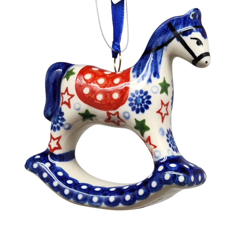 Rocking Horse Ornament - Festive Stars Pattern