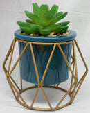 Potted Artificial Succulent with Metal Stand - - The Country Christmas Loft