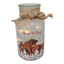 Lighted Frosted Glass Highland Cow Luminary – "Peace on Earth"