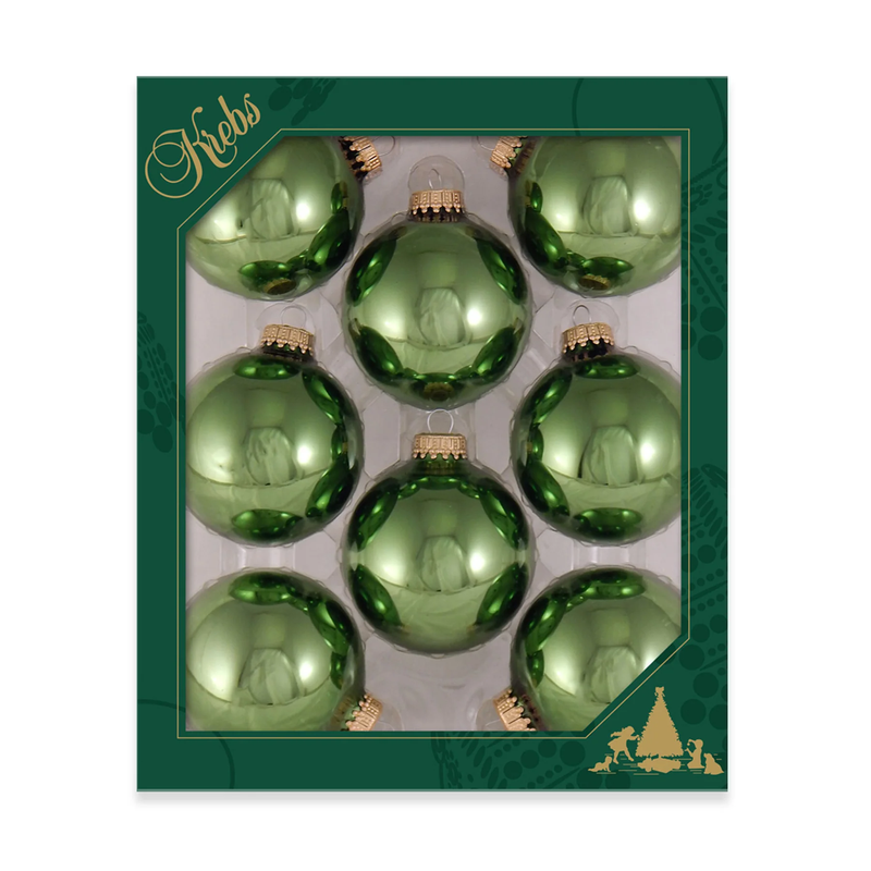 Christmas By Krebs 2 5/8 Glass Balls - Gold Caps - Jungle Gold 8 Pack
