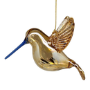 Gold Etched Glass Hummingbird Ornament - Golden