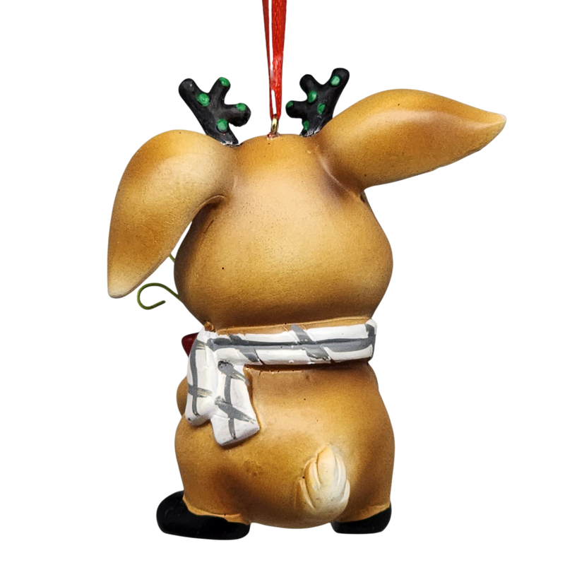 Jolly Bunny Ornament - Approximately 4 Inches
