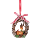 Festive Reindeer Forest Pinecone Wreath Ornament