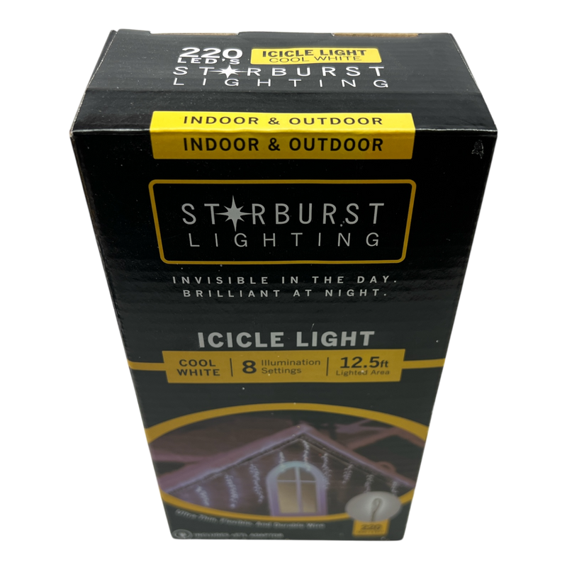 220-Light Starburst Cool White LED Icicle Light Set