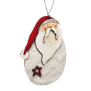 Fuzzy Wooden Santa Ornament - 5 Inches