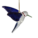 Feeding Hummingbird - Blue/Blue/Green - Egyptian Glass Ornament