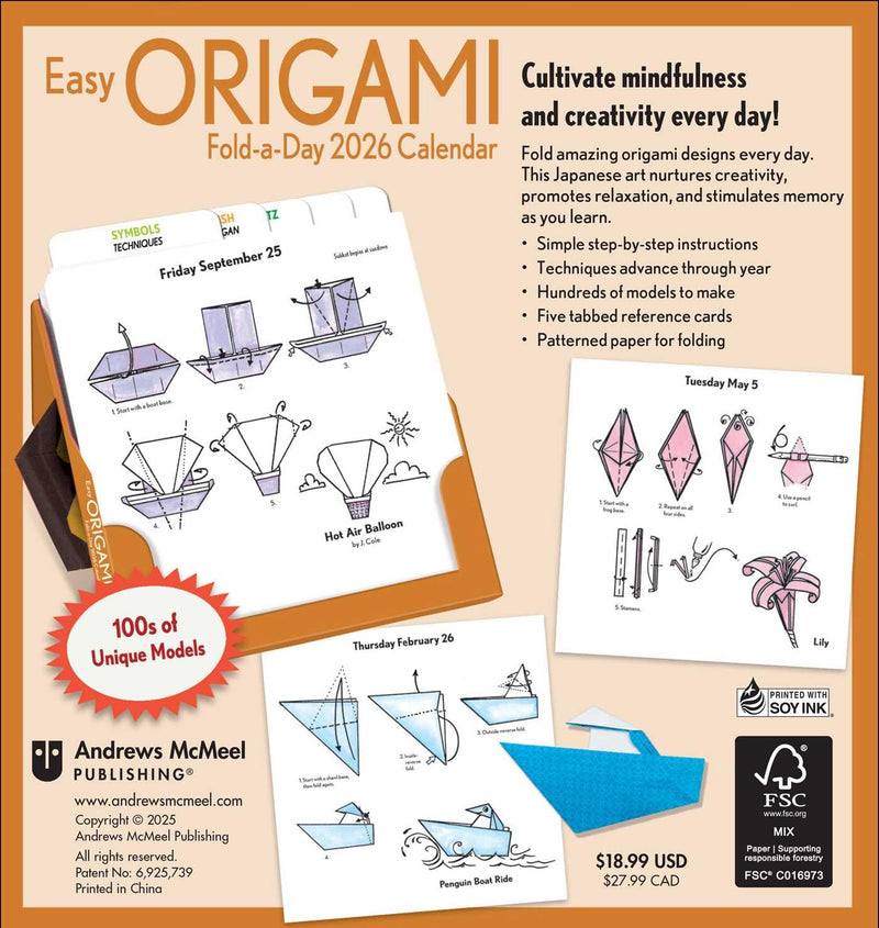 2026 Easy Origami  Fold-A-Day Calendar