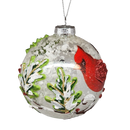 Round Glass Ball Ornament With Cardinal Scene