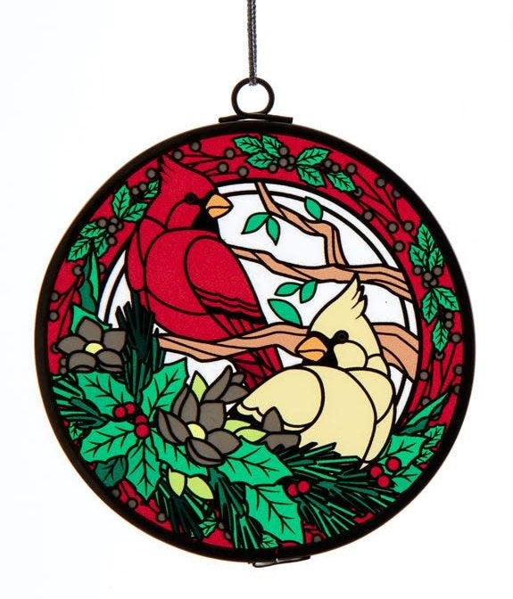 Cardinal Stained Glass Ornament - - The Country Christmas Loft