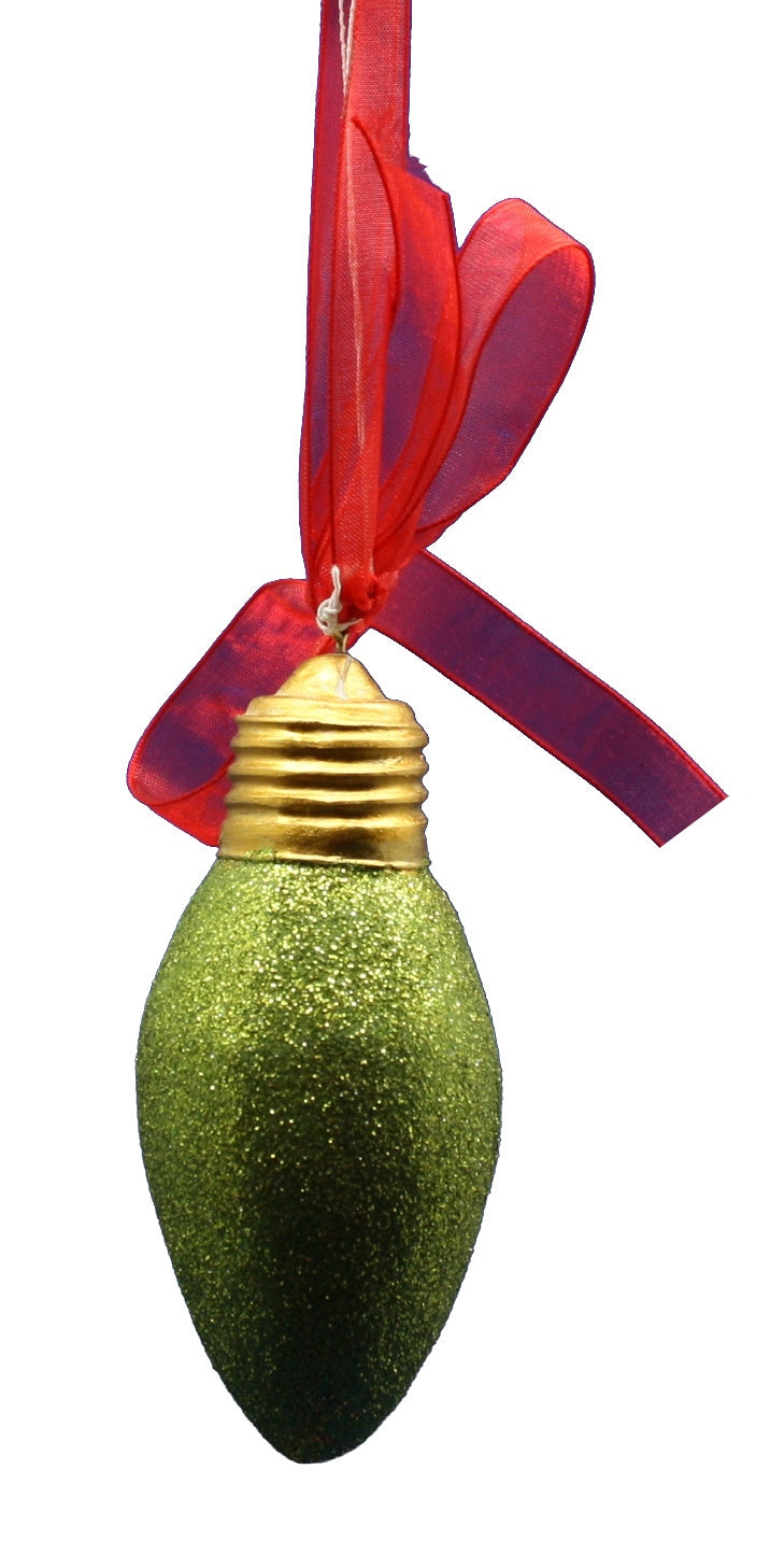 4.5 Inch Resin Glitter Bulb Ornament - - The Country Christmas Loft