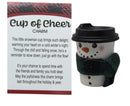 Cup Of  Cheer Snowman Charm - Green And Black Scarf