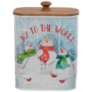 Snowman Canister with Wooden Lid -