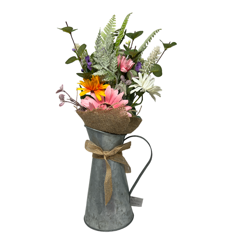 Daisy Flower in Metal Watering Can - 18" -
