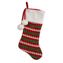 Red and Green Chenille Knit Christmas Stocking with White Cuff - Christmas >> Stockings - by Kurt Adler