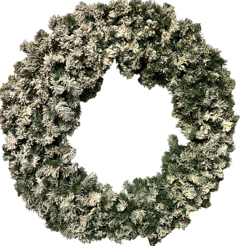 48 Inch PVC Flocked Wreath 150-light LED