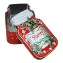 Jar Shaped Christmas Cookie Gift Tin -  Merry Christmas Holly