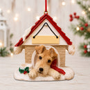 Ceramic Doghouse Ornament - Wire Fox Terrier - Animals - by E&S Pets - view 2