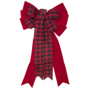 Fabric Bow - 18" x 10" - Red and Black Plaid