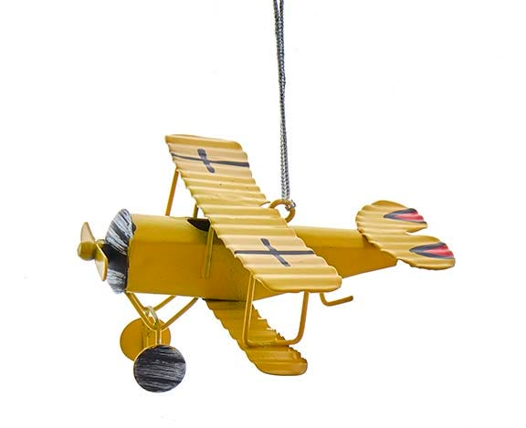 Metal Biplane Ornament -