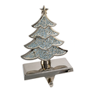 Silver Feather Mosaic Stocking Holder - Christmas tree