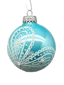 Krebs Value Glass Ball 4 pack - Lace Floral on Turquoise