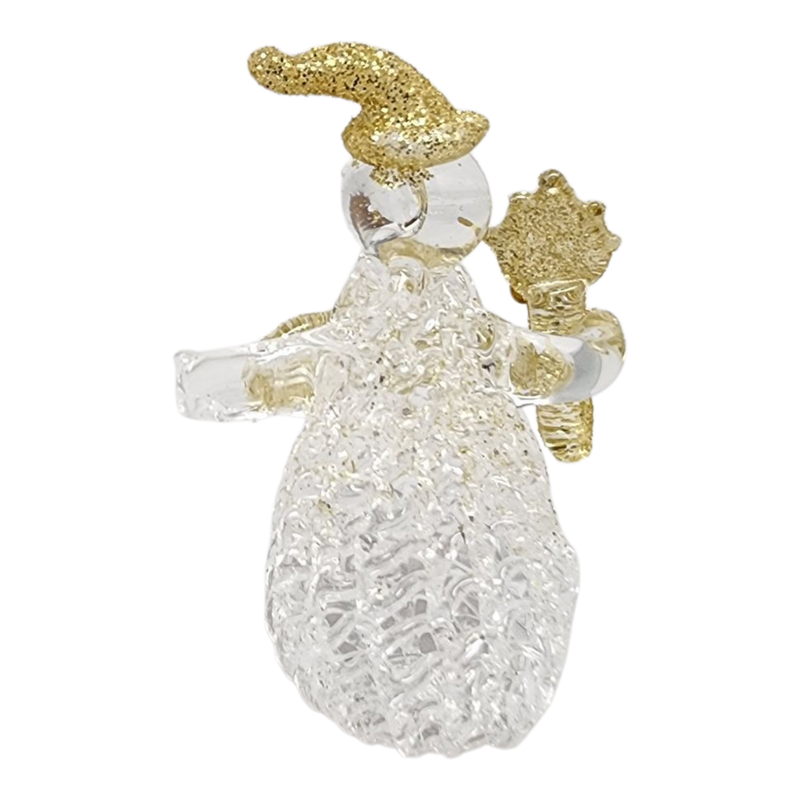 Golden Glitter Glass Snowman Figurine