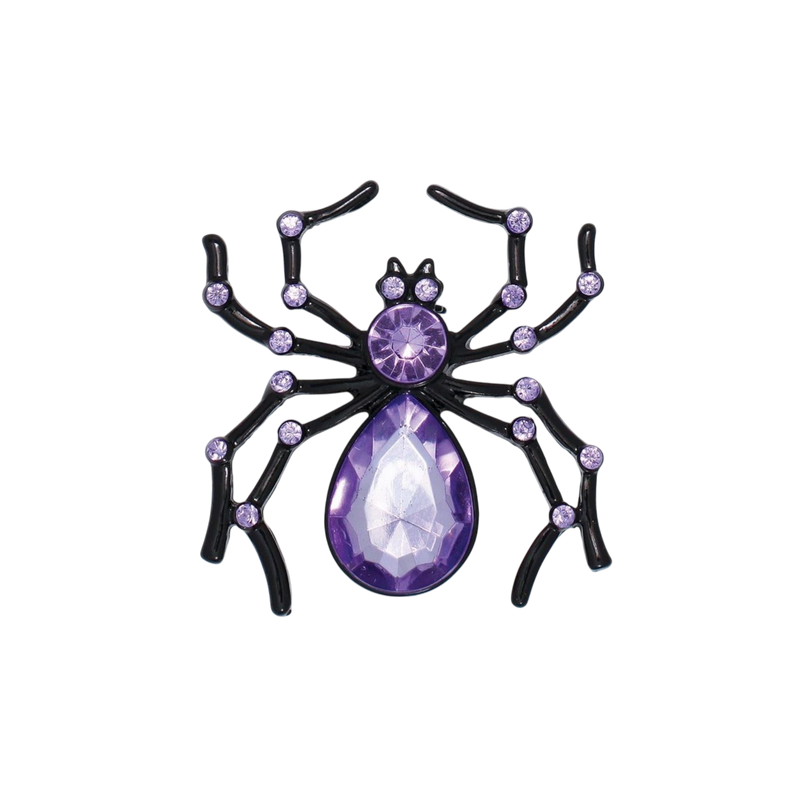 Purple Crystal Spider Pin