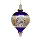 Etched Gold Teardrop Blown Glass Ornament - Purple