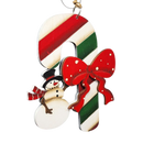 Candy Cane Snowman Christmas Ornament