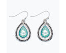 Shimmering Aqua Teardrop Earrings with Detailed Silver - Gift Shoppe >> Jewelry >> Earrings - by Periwinkle By Barlow