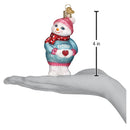 Expectant Snowlady Glass Ornament