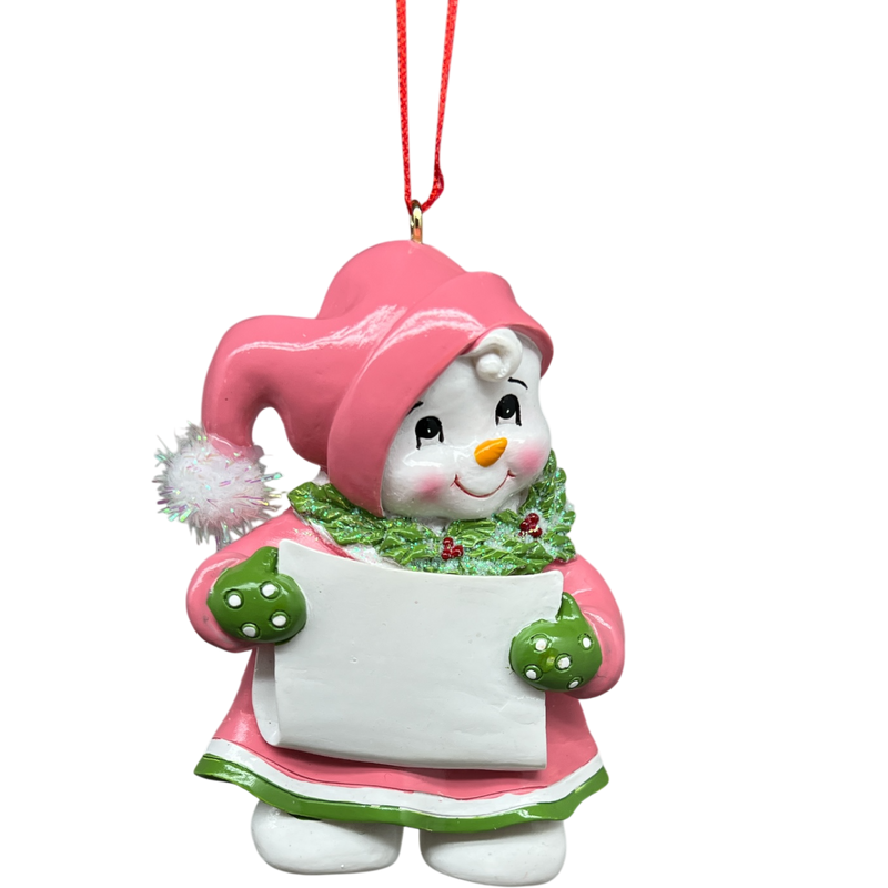 Snow Kid Ornament - Girl - Pink Hat