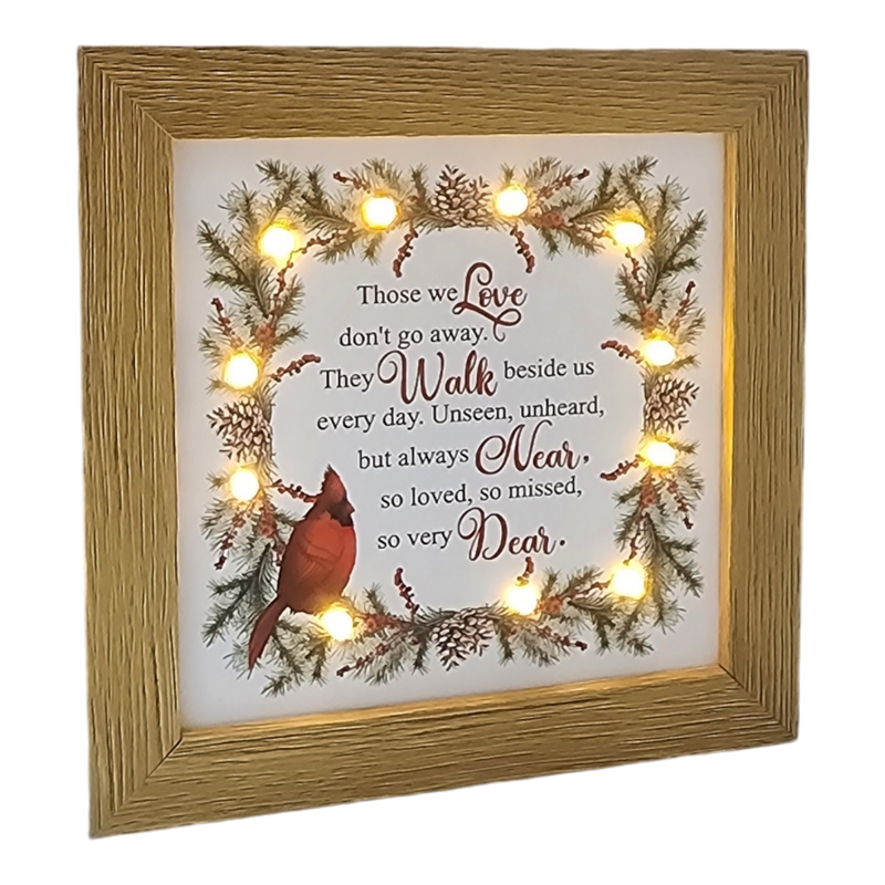 Lighted Holiday Cardinal Block - Those We Love Don't Go Away