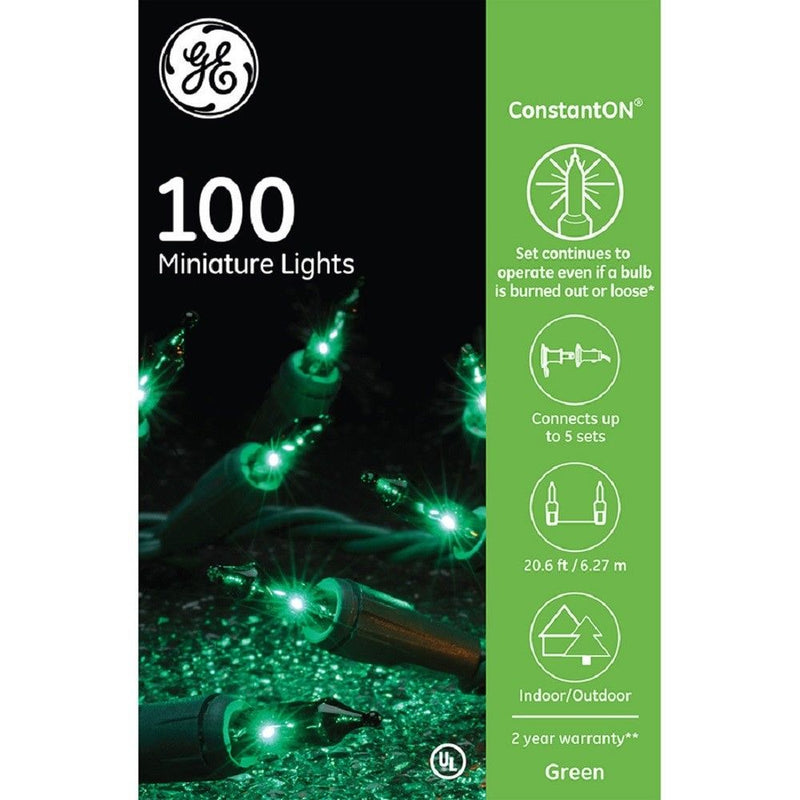 GE 100 Miniature Lights - Green - The Country Christmas Loft