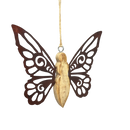 Metal and Mango Wood Rustic Butterfly Ornament - Medium - Christmas >> Ornaments >> Metal - by Gerson