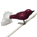 Glass and Enamel Clip on Bird Ornament Set - Pink and Red