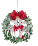 Mistletoe Wreath with Deer Couple Ornament