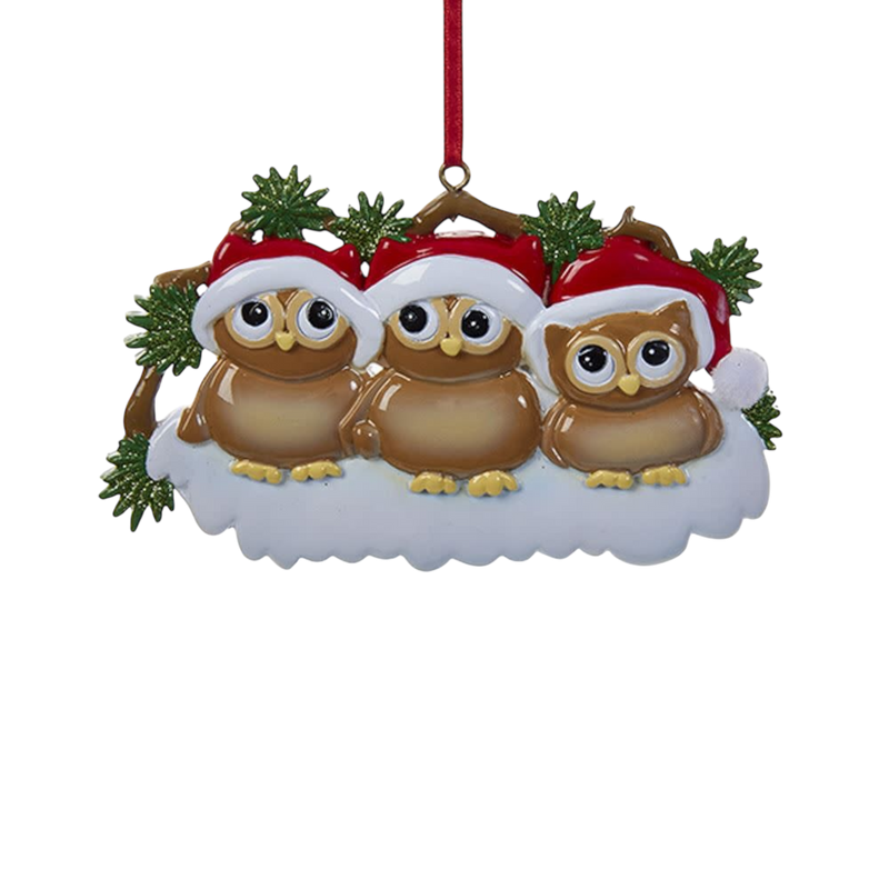 Owl Family of 3 Ornament For Personalization
