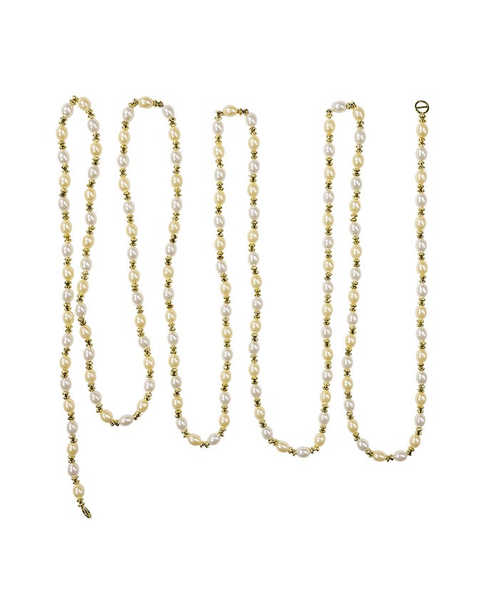 9 Foot Ivory and Gold Beaded Garland