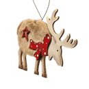 Fuzzy Wooden Reindeer Ornament - Looking Right