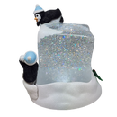Lighted Swirl Snowglobe Cube with Penguins
