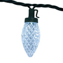 100-Light Cool White LED Faceted C9 Green Wire String Lights